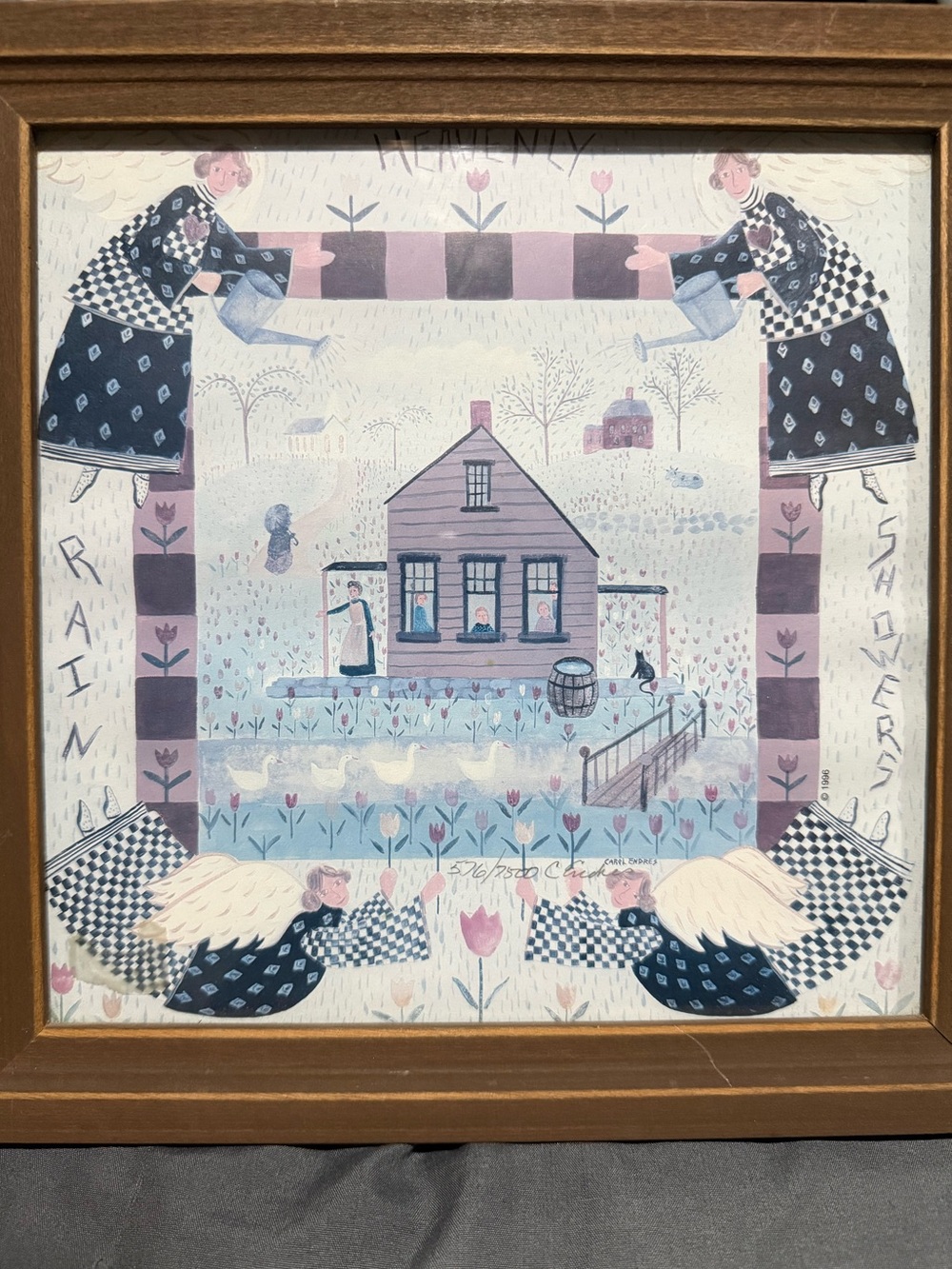 90s Heart of America “Heavenly Rain Showers” Limited‑Edition Folk Art Print